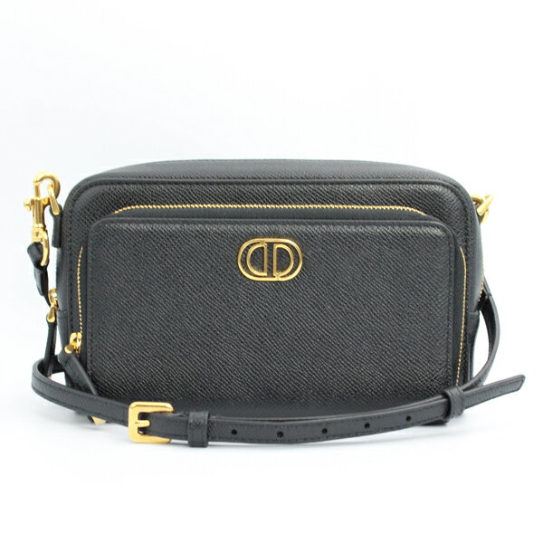 Christian Dior ディオール バッグ カロ ダブルポーチ カーフスキン ブラック ゴールド金具 S7431UBAE【送料無料】【中古】【D6425】