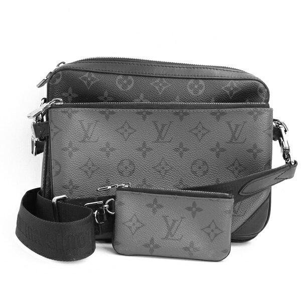 Rakuten - LOUIS VUITTON ルイヴィトン バッグ トリオ・メッセンジャー モノグラム・エクリプス/リバース モノグラム ブラック×グレー シルバー金具 M69443【送料無料】【中古】【D6457】