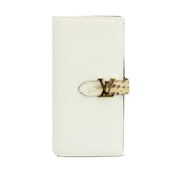 LOUIS VUITTON ルイヴィトン 財布 LV ヴェルティカル ウォレット トリヨンレザー/クロコダイル アイボリー ゴールド金具【送料無料】【中古】【D6476】