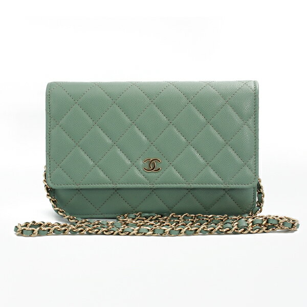 乐天商城 - CHANEL シャネル バッグ クラシック チェーンウォレット キャビアスキン ミントグリーン ゴールド金具 AP0250【送料無料】【中古】【D6620】