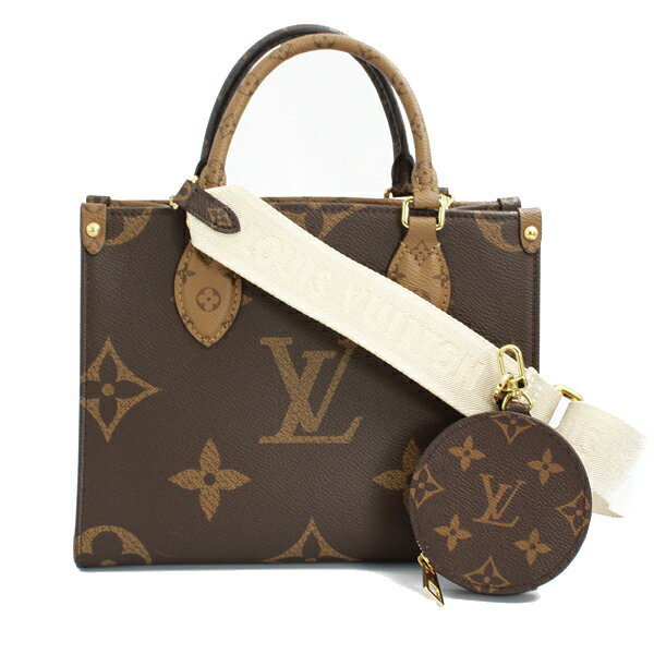 乐天商城 - LOUIS VUITTON ルイヴィトン バッグ オンザゴーPM モノグラム・リバース モノグラム ブラウン ゴールド金具 M46373【送料無料】【中古】【D6718】