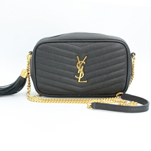 Rakuten - SAINT LAURENT サンローラン バッグ ルー チェーンショルダーバッグ カーフレザー ブラック ゴールド金具 612579【送料無料】【中古】【D6750】