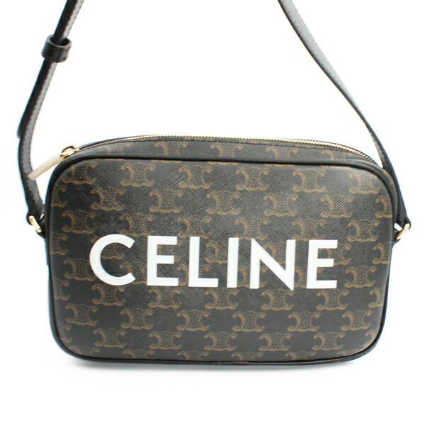 乐天商城 - CELINE セリーヌ バッグ ミディアム メッセンジャーバッグ トリオンフキャンバス/カーフ ブラック ゴールド金具 194502CIM.38OG【送料無料】【中古】【D6776】