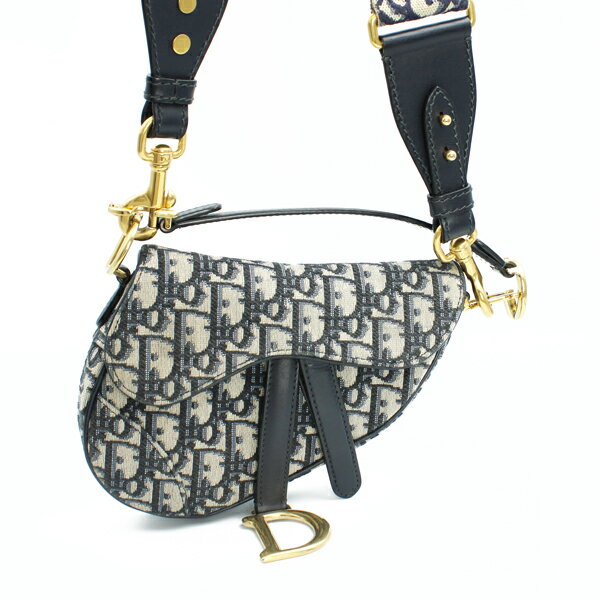 Rakuten - Christian Dior ディオール バッグ サドルショルダーバッグ ディオール オブリークキャンバス ネイビー ゴールド金具 M0447CTZQ【送料無料】【中古】【D7045】