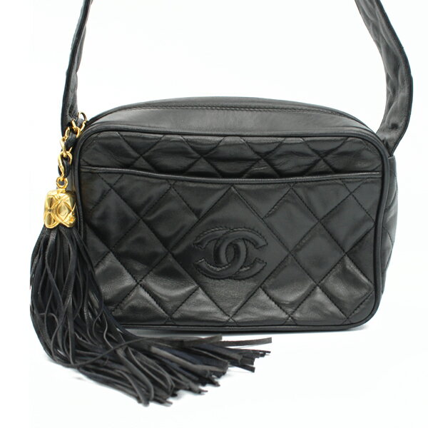 乐天商城 - CHANEL シャネル ショルダーバッグ・メッセンジャーバッグ ココマークフリンジショルダーバッグ ラムスキン ブラック ゴールド金具【送料無料】【中古】【D7139】