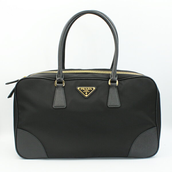 Rakuten - PRADA プラダ バッグ Re-Edition 1978 ラージダブルハンドルバッグ Re-Nylon/サフィアーノレザー ブラック ゴールド金具 1BB114【送料無料】【中古】【D7164】