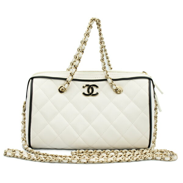 乐天商城 - CHANEL シャネル マトラッセミニドラムチェーンバッグ ラムスキン バイカラー ゴールド金具 AP4515【送料無料】【中古】【D7166】