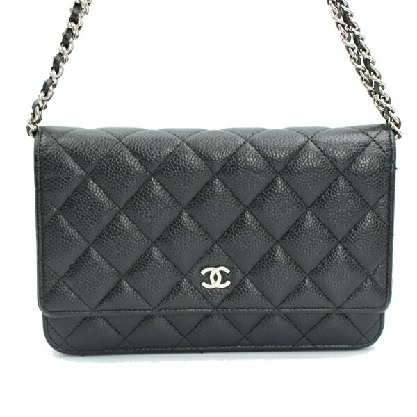 樂天商城 - CHANEL シャネル 財布 クラシック チェーンウォレット キャビアスキン ブラック シルバー金具 AP0250【送料無料】【中古】【D7175】