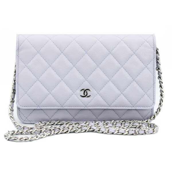 乐天商城 - CHANEL シャネル 財布 クラシック チェーンウォレット キャビアスキン ラベンダー シルバー金具 AP0250【送料無料】【中古】【D7176】
