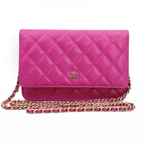 Rakuten - CHANEL シャネル 財布 クラシック チェーンウォレット キャビアスキン ピンク ゴールド金具 AP0250【送料無料】【中古】【D7178】