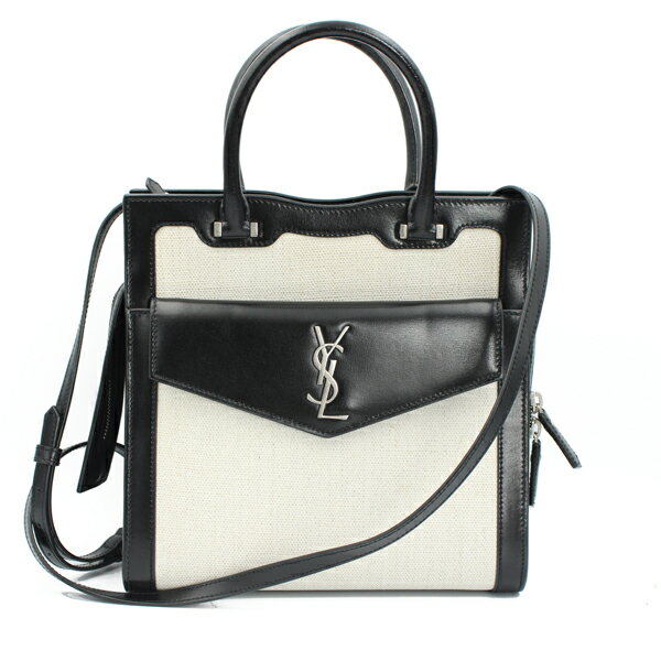 SAINT LAURENT サンローラン バッグ アップタウン スモールバッグ キャンバス/レザー ブラック シルバー金具 561203