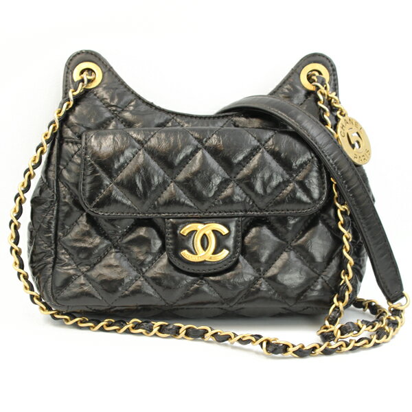 Rakuten - CHANEL シャネル バッグ スモールホーボーショルダーバッグ レザー ブラック ゴールド金具 AS3690【送料無料】【中古】【D7248】
