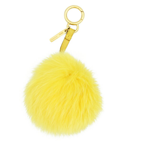 乐天商城 - FENDI フェンディ 小物 ポンポンチャーム フォックスファー イエロー ゴールド金具 7AR259【送料無料】【中古】【D7244】