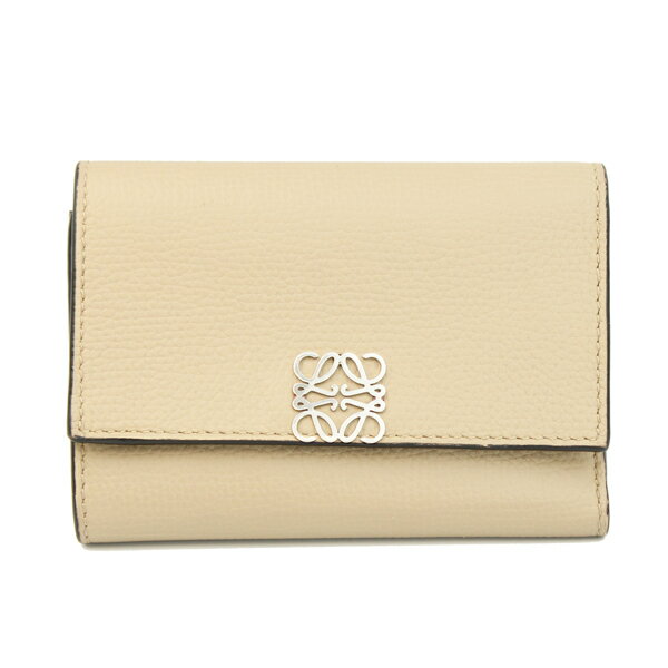 乐天商城 - LOEWE ロエベ 財布・小物 アナグラム バーティカル ウォレット スモール ペブルグレインカーフ サンド シルバー金具 C821S33X12【送料無料】【中古】【D7257】