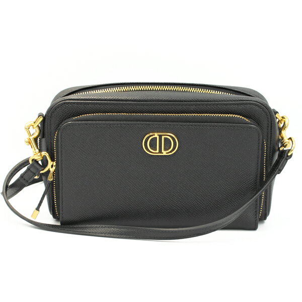 乐天商城 - Christian Dior ディオール バッグ カロ ダブルポーチ カーフスキン ブラック ゴールド金具 S7431UBAE【送料無料】【中古】【D7291】