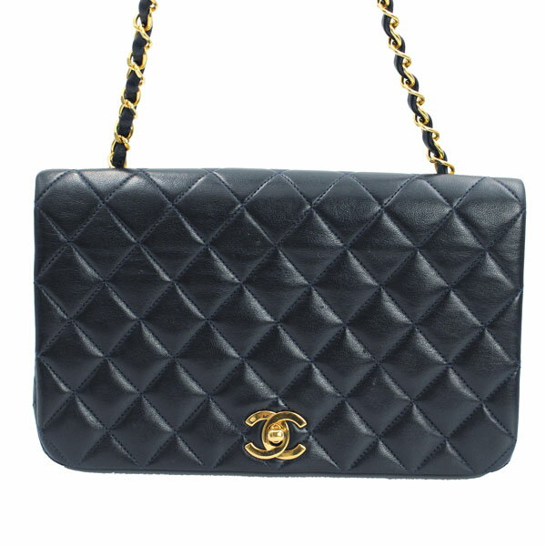 乐天商城 - CHANEL シャネル バッグ マトラッセフルフラップチェーンショルダー ラムスキン ネイビー ゴールド金具【送料無料】【中古】【D7303】