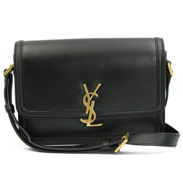 Rakuten - SAINT LAURENT サンローラン バッグ ソルフェリーノミディアムショルダーバッグ カーフレザー ブラック ゴールド金具 634305【送料無料】【中古】【D7361】