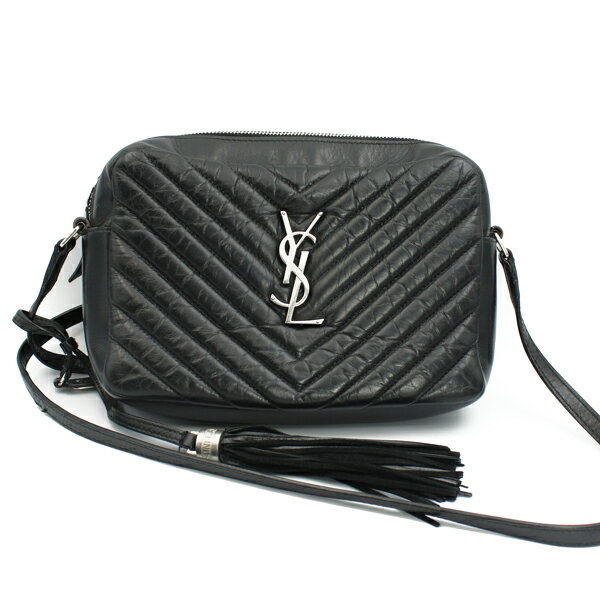 乐天商城 - SAINT LAURENT サンローラン バッグ ルーカメラバッグ カーフレザー ブラック シルバー金具 468537【送料無料】【中古】【D7362】