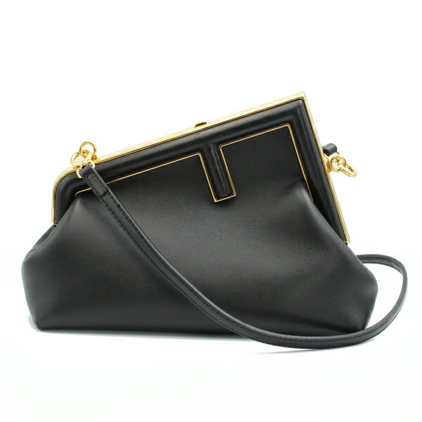 Rakuten - FENDI フェンディ バッグ フェンディファースト スモール カーフレザー ブラック ゴールド金具 8BP129【送料無料】【中古】【D7385】