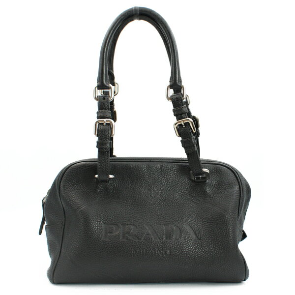 Rakuten - PRADA プラダ バッグ ミニボストンバッグ レザー ブラック シルバー金具 BR3091【送料無料】【中古】【D7387】