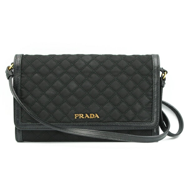 Rakuten - PRADA プラダ バッグ キルティングショルダーウォレット ナイロン ブラック ゴールド金具【送料無料】【中古】【D7389】