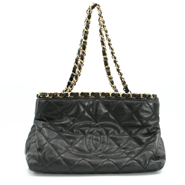 乐天商城 - CHANEL シャネル バッグ チェーンミートート カーフ ブラック ゴールド金具 A50494【送料無料】【中古】【D7416】