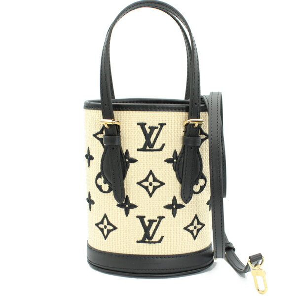 樂天商城 - LOUIS VUITTON ルイヴィトン バッグ ナノバケット LVバイザ プール モノグラムコットン ブラック/ベージュ ゴールド金具 M82418【送料無料】【中古】【D7447】