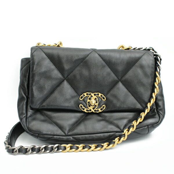 Rakuten - CHANEL シャネル シャネル19ライン チェーンショルダーバッグ ラムスキン ブラック ゴールド/シルバー金具 AS1160【送料無料】【中古】【D7453】