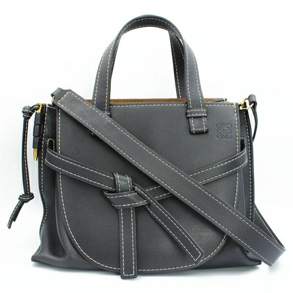 樂天商城 - LOEWE ロエベ バッグ ゲートトップハンドル スモール カーフ ネイビー ゴールド金具 321 12 U61【送料無料】【中古】【D7545】