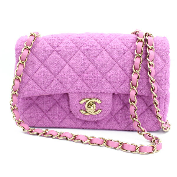 樂天商城 - CHANEL シャネル バッグ ミニマトラッセ20チェーンショルダー ツイード ピンク系 ゴールド金具 A69900【送料無料】【中古】【D7565】