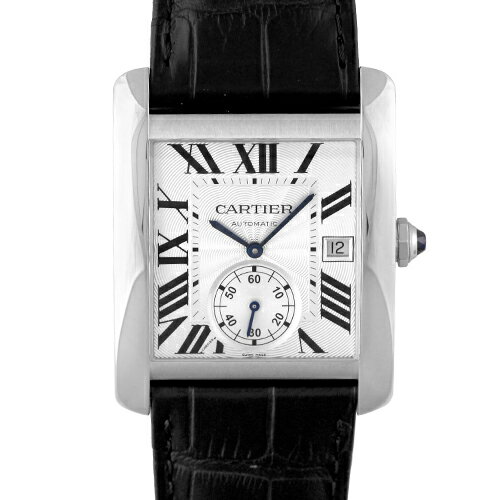 カルティエ CARTIER タンクMC W5330003 SS×革 44mm×33.3mm シルバー文字盤 【送料無料】【中古】【メンズ】【腕時計】