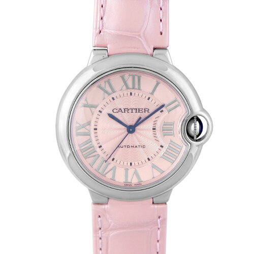 【新品純正ベルト】カルティエ CARTIER バロンブルー MM WSBB0007 SS×革 36mm ピンク文字盤 【送料無料】【中古】【ユニセックス】【腕時計】