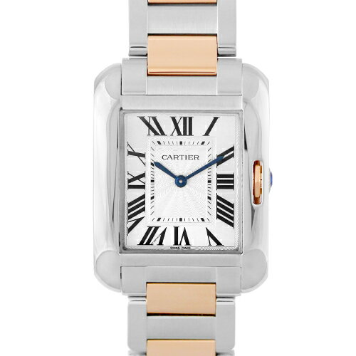 カルティエ CARTIER タンクアングレーズ MM W5310043 PG×SS 34.7mm×26.2mm シルバー文字盤 【送料無料】【中古】【ユニセックス】【腕時計】