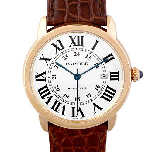 【OH済】カルティエ CARTIER ロンドソロ ドゥ カルティエ XL W6701009 PG×SS×革 42mm シルバー文字盤 【送料無料】【中古】【メンズ】【腕時計】