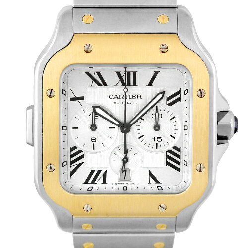 其它 - カルティエ CARTIER サントス ドゥ カルティエ XL クロノ W2SA0008 YG×SS 44.9mm シルバー文字盤 【送料無料】【中古】【メンズ】【腕時計】