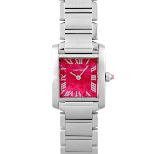 【OH済】カルティエ CARTIER タンクフランセーズ SM W51030Q3 SS 25mm×20mm ピンク文字盤 【送料無料】【中古】【レディース】【腕時計】