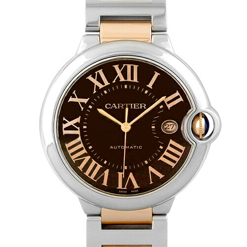 カルティエ CARTIER バロンブルー LM W6920032 PG×SS 42mm ブラウン文字 ...