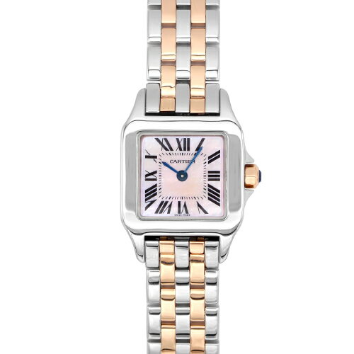 カルティエ CARTIER サントス ドゥ モワゼル W25074Y9 PG×SS 29mm×20mm ピンクシェル文字盤 【送料無料】【中古】【レディース】【腕時計】