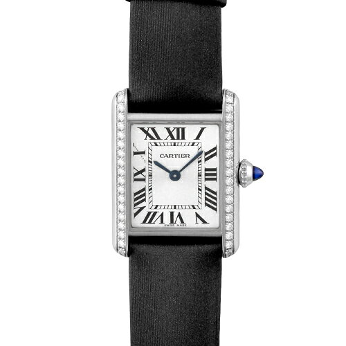 カルティエ CARTIER タンク マスト SM W4TA0016 SS×革 29.5mm×22mm シルバー文字盤 ベゼルダイヤ【送料無料】【中古】【レディース】【腕時計】