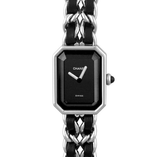 シャネル CHANEL プルミエール Mサイズ SS×革 26mm×20mm ブラック文字盤 【送料無料】【中古】【レディース】【腕時計】
