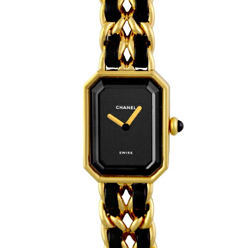 シャネル CHANEL プルミエール Sサイズ GP×革 26mm×20mm ブラック文字盤 【送料無料】【中古】【レディース】【腕時計】