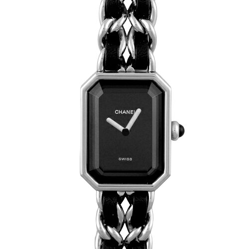 シャネル CHANEL プルミエール Mサイズ SS×革 26mm×20mm ブラック文字盤 【送料無料】【中古】【レディース】【腕時計】