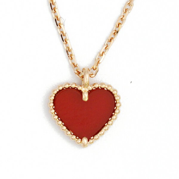 ヴァンクリーフ＆アーペル VANCLEEF&ARPELSスウィートアルハンブラハートカーネリアンネックレス 750 チェーン長さ：約38cm 【送料無料】【中古】【レディース】【アクセサリー】【VCA】【D5704】