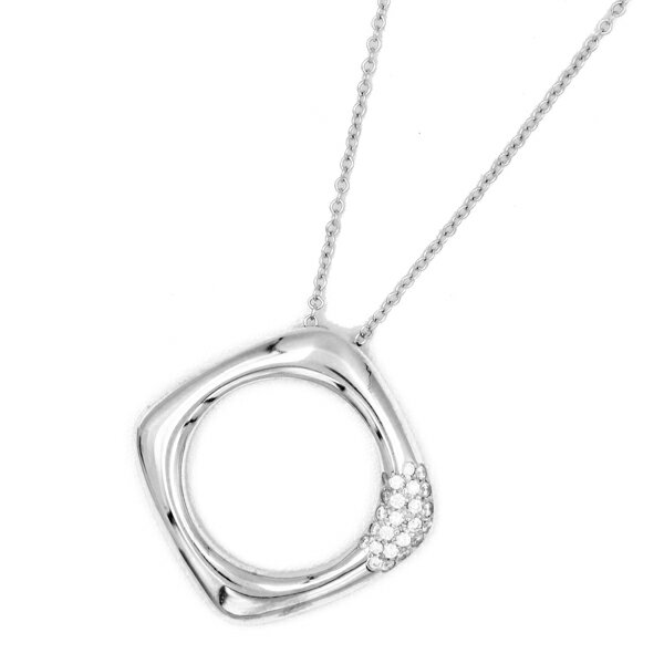 Rakuten - ティファニー TIFFANY&CO.スクエアサークルダイヤネックレス 750WG 【送料無料】【中古】【レディース】【アクセサリー】【D6393】