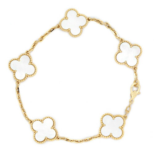 乐天商城 - ヴァンクリーフ＆アーペル VANCLEEF&ARPELS ヴィンテージ アルハンブラ 5P シェル ブレス 750YG 19cm 【送料無料】【中古】【レディース】【アクセサリー】【VCA】