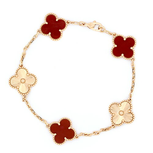 Rakuten - ヴァンクリーフ＆アーペル VANCLEEF&ARPELS ヴィンテージ アルハンブラ カーネリアン ギョーシェ ブレス 750PG 19cm 【送料無料】【中古】【レディース】【アクセサリー】【VCA】