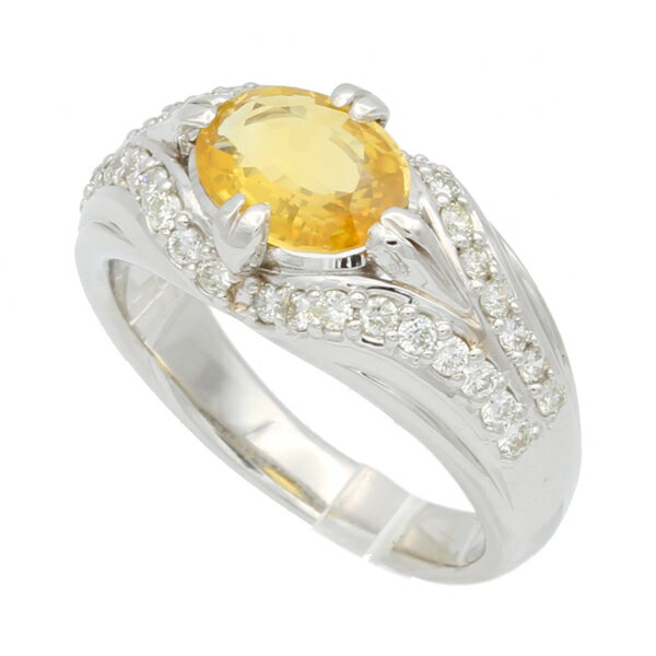 ノンブランド NONBRAND イエローサファイア ダイヤ リング #14 PT900 14号 【送料無料】【中古】【レディース】【アクセサリー】【D2033】