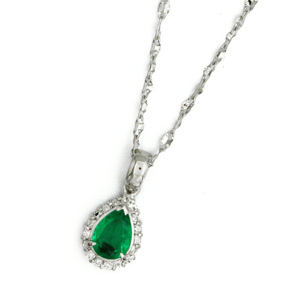Emerald - ノンブランド ノンブランドエメラルド ダイヤモンドネックレス PT850/PT900 チェーン長さ：約45cm 【送料無料】【中古】【レディース】【アクセサリー】【D6680】
