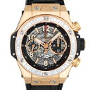 ウブロ HUBLOT ビッグバン ウニコ 411.OX.1180.RX.1904 PG×ラバー 45mm シルバー文字盤 ベゼルバケットダイヤ【送料無料】【中古...