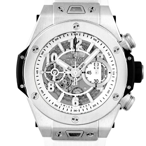 ウブロ HUBLOT ビッグバン ウニコ ブラック＆ホワイト 411.NE.2010.LR.JSM15 チタン×ラバー 45mm ホワイト文字盤 【送料無料】【中古】【メンズ】【腕時計】